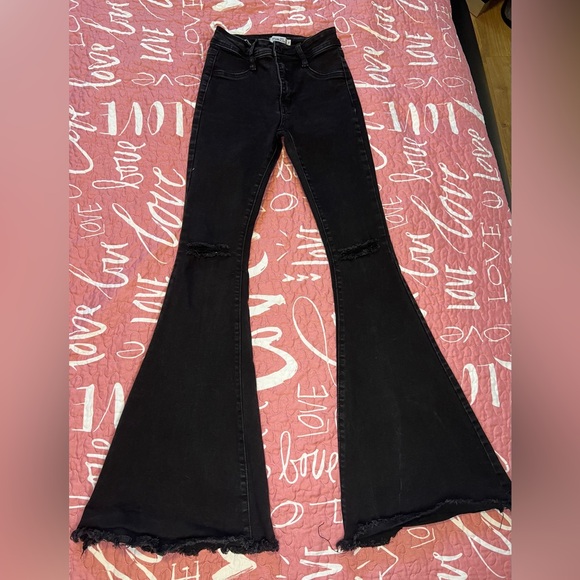 Rue 21 Black High-Waisted Distressed Flare Jeans – Size 0 (Women’s) - Picture 3 of 7